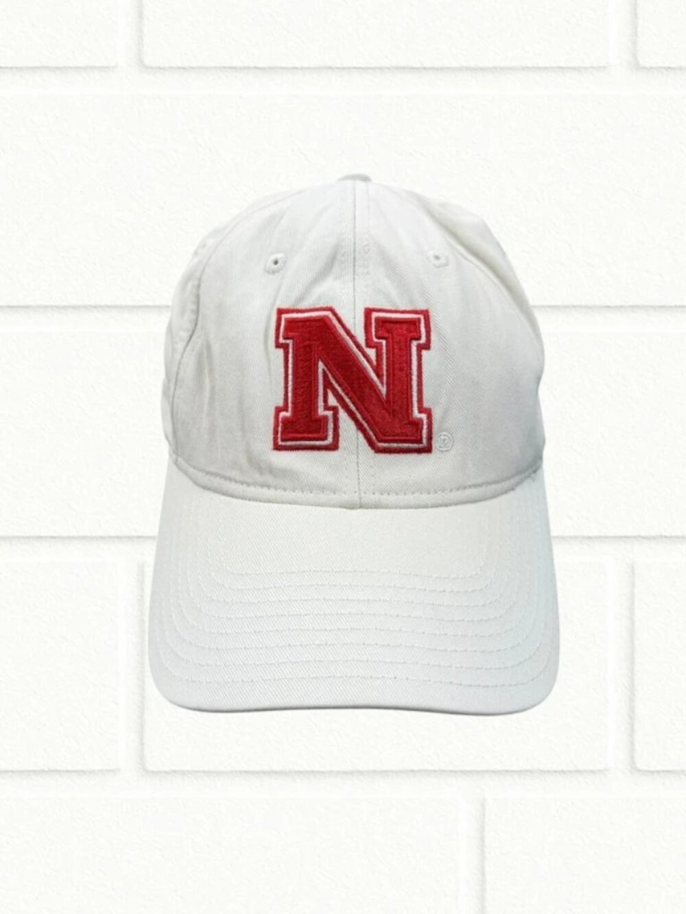 Adidas Nebraska White Baseball Cap Red Embroidered Logo Adjustable Strap Unisex